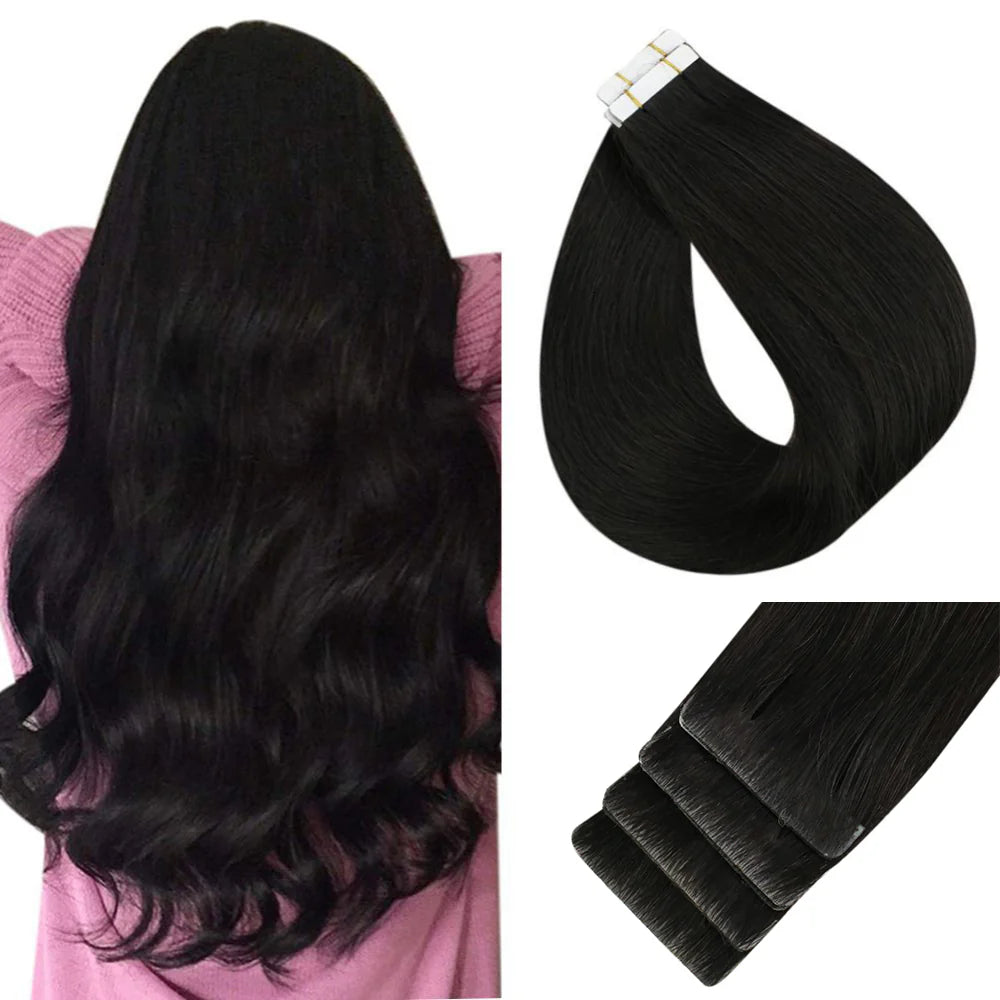 Injection Tape in Extensions Natural Black (#1B)