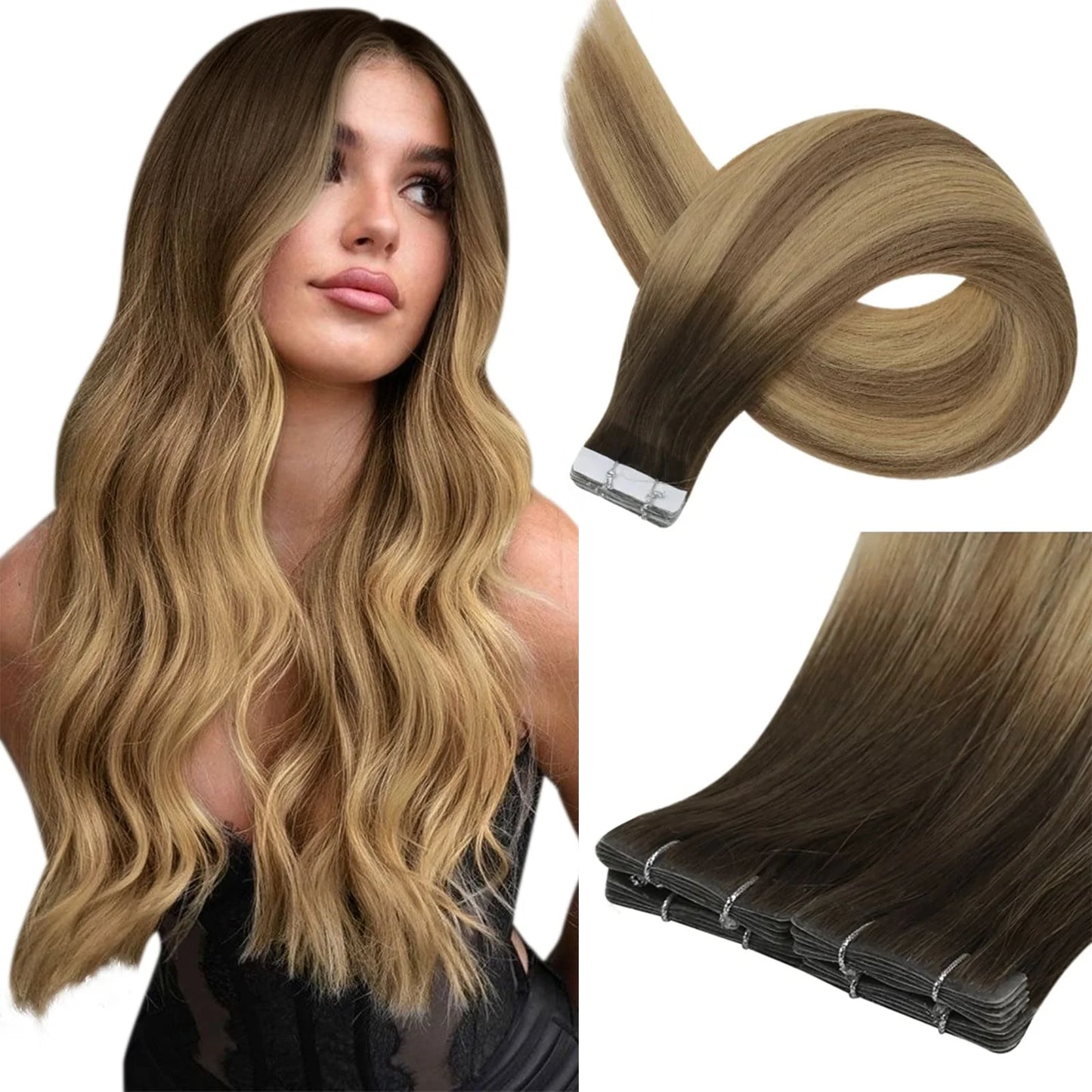 Injection Tape in Extensions Balayage Highlights (#3/8/22)