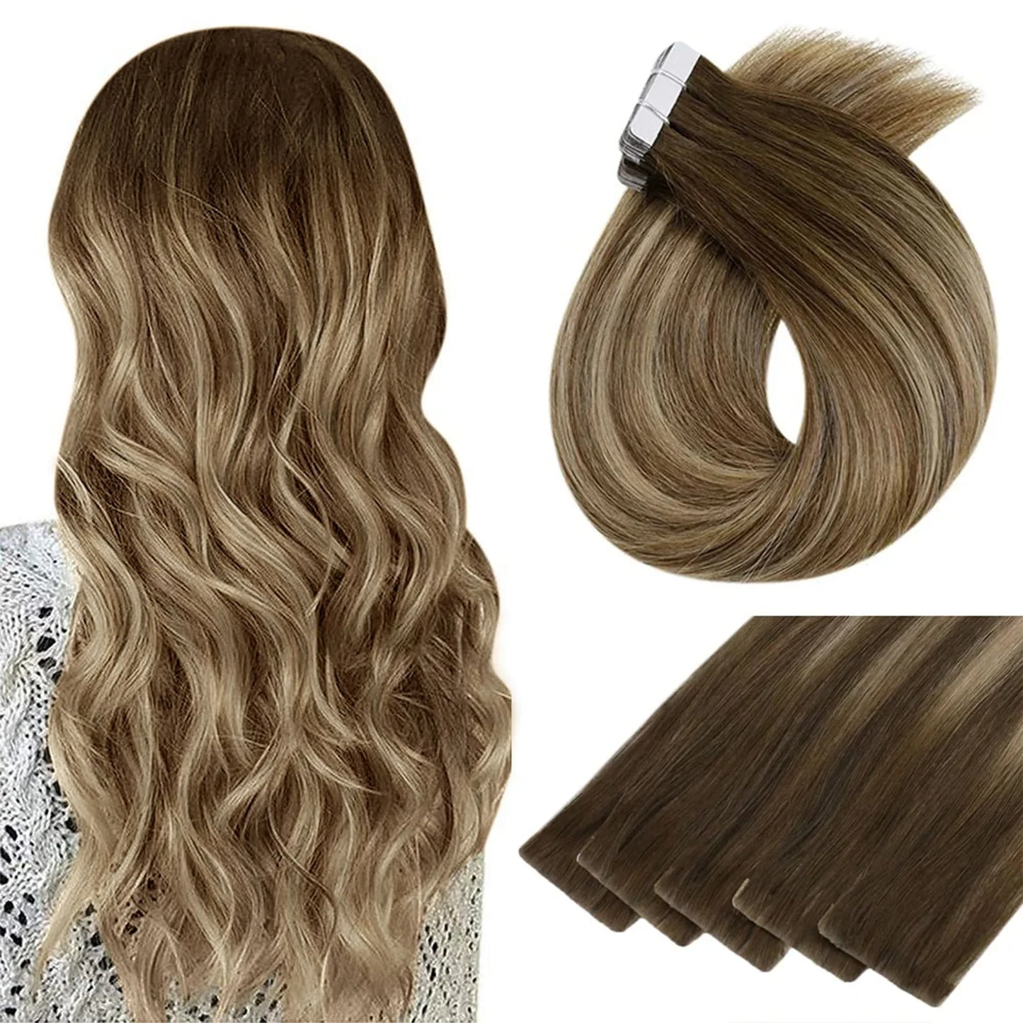 Injection Tape in Extensions Balayage Highlights (#4/4/27)